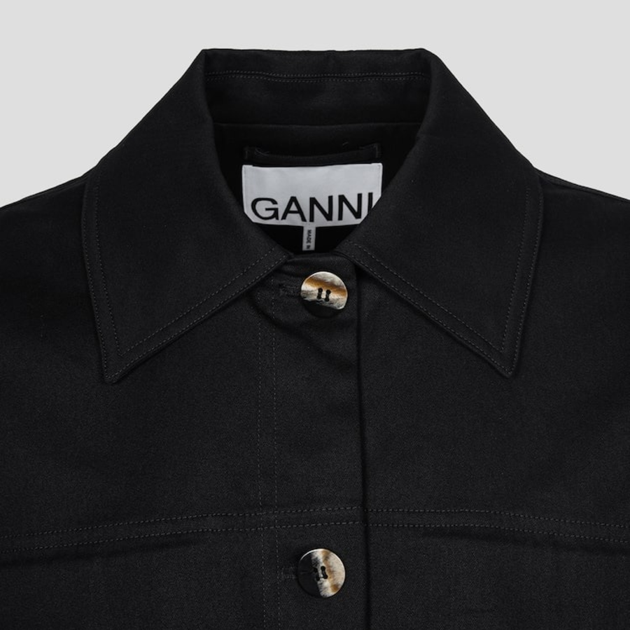 GANNI Herringbone Canvas Jacket – Black