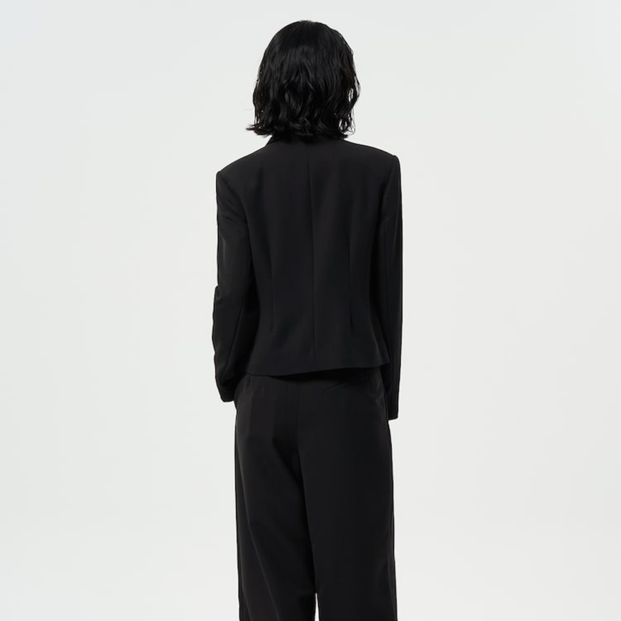 GANNI Light Twill Suiting Fitted Blazer – Black