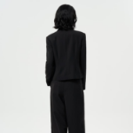 GANNI Light Twill Suiting Fitted Blazer – Black