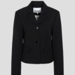 GANNI Light Twill Suiting Fitted Blazer – Black