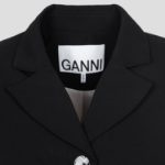 GANNI Light Twill Suiting Fitted Blazer – Black