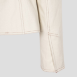 GANNI Herringbone Canvas Fitted Blazer – Summer Sand