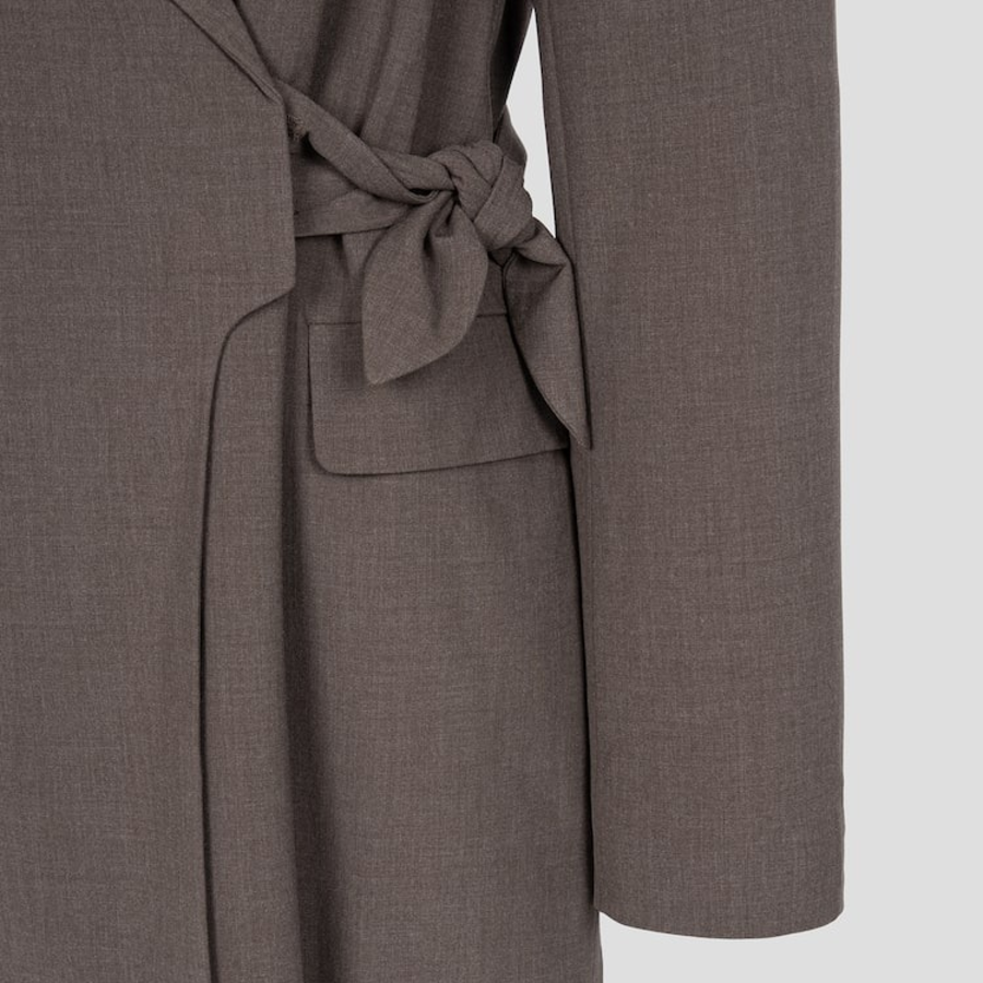 GANNI Drapey Melange Knot Belt Blazer – Shitake