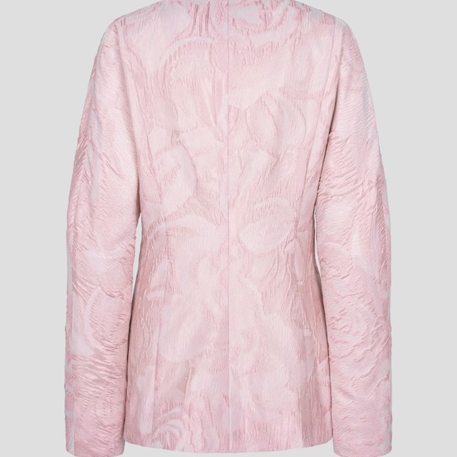 GANNI Textured Cloqué Curve Sleeve Blazer – Bleached Mauve