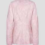 GANNI Textured Cloqué Curve Sleeve Blazer – Bleached Mauve