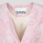 GANNI Textured Cloqué Curve Sleeve Blazer – Bleached Mauve