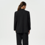 GANNI Stripe Suiting Boxy Blazer – Black