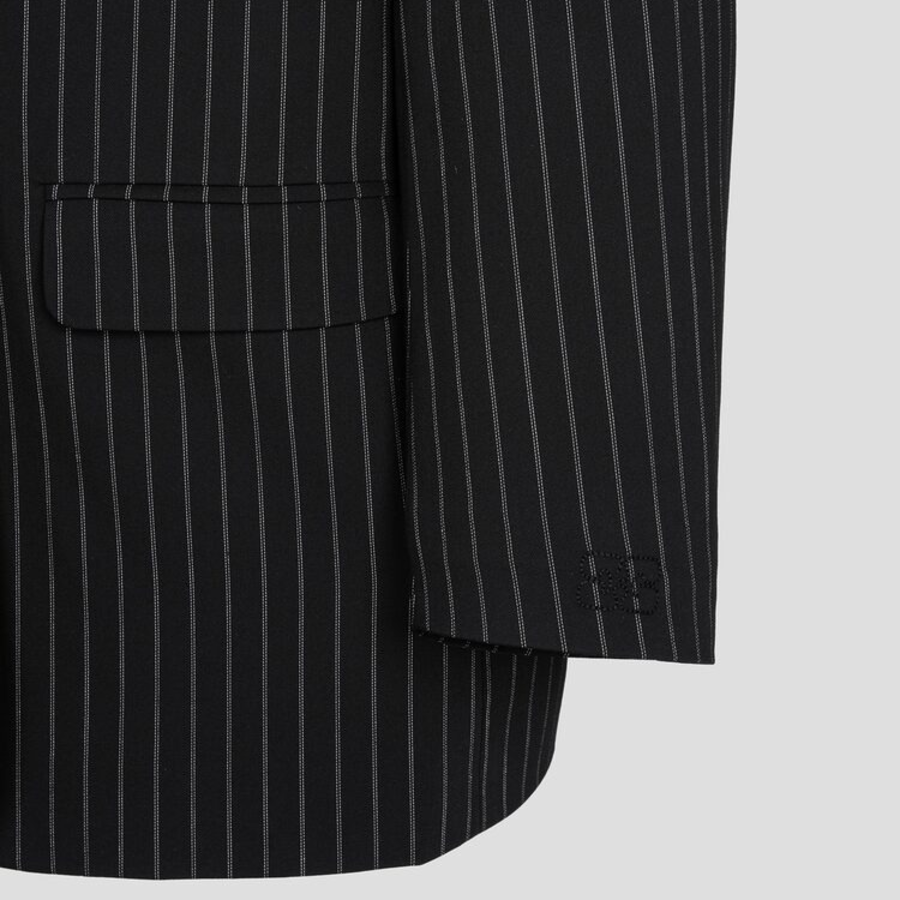 GANNI Stripe Suiting Boxy Blazer – Black