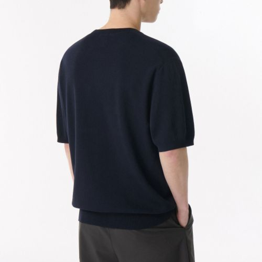 Cool Touch Crew Neck Short Sleeve Knit — Navy