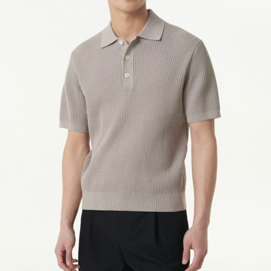 Crochet Knitted Polo Shirt — Mushroom
