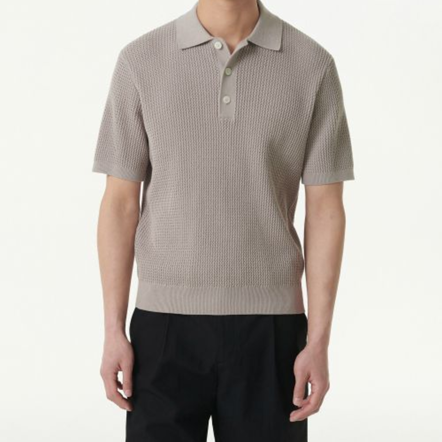 Crochet Knitted Polo Shirt — Mushroom