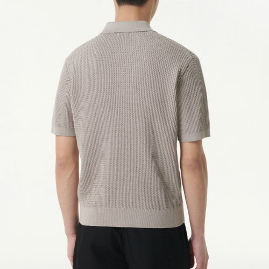 Crochet Knitted Polo Shirt — Mushroom
