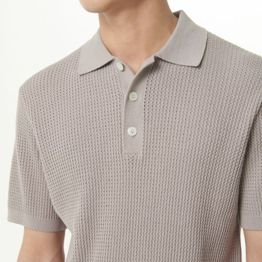 Crochet Knitted Polo Shirt — Mushroom