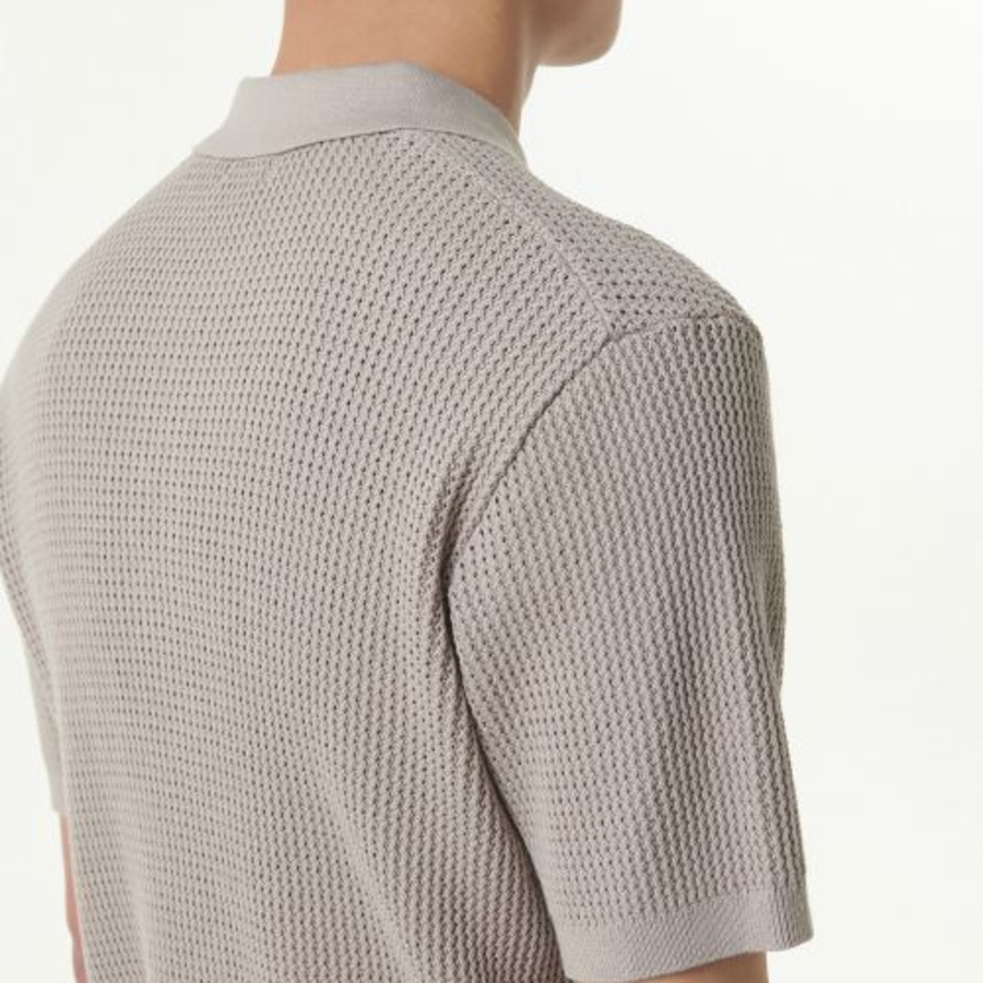 Crochet Knitted Polo Shirt — Mushroom