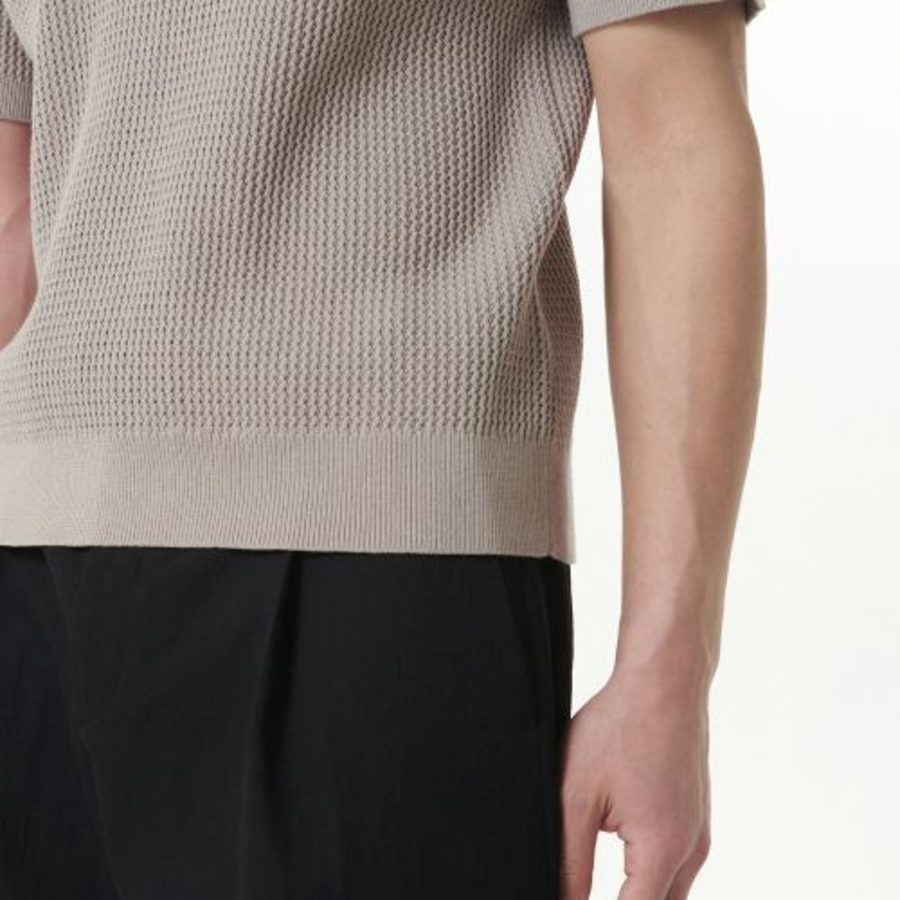 Crochet Knitted Polo Shirt — Mushroom