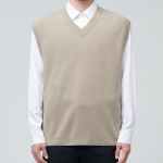 Lambswool V-Neck Knit Vest — Beige