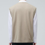 Lambswool V-Neck Knit Vest — Beige
