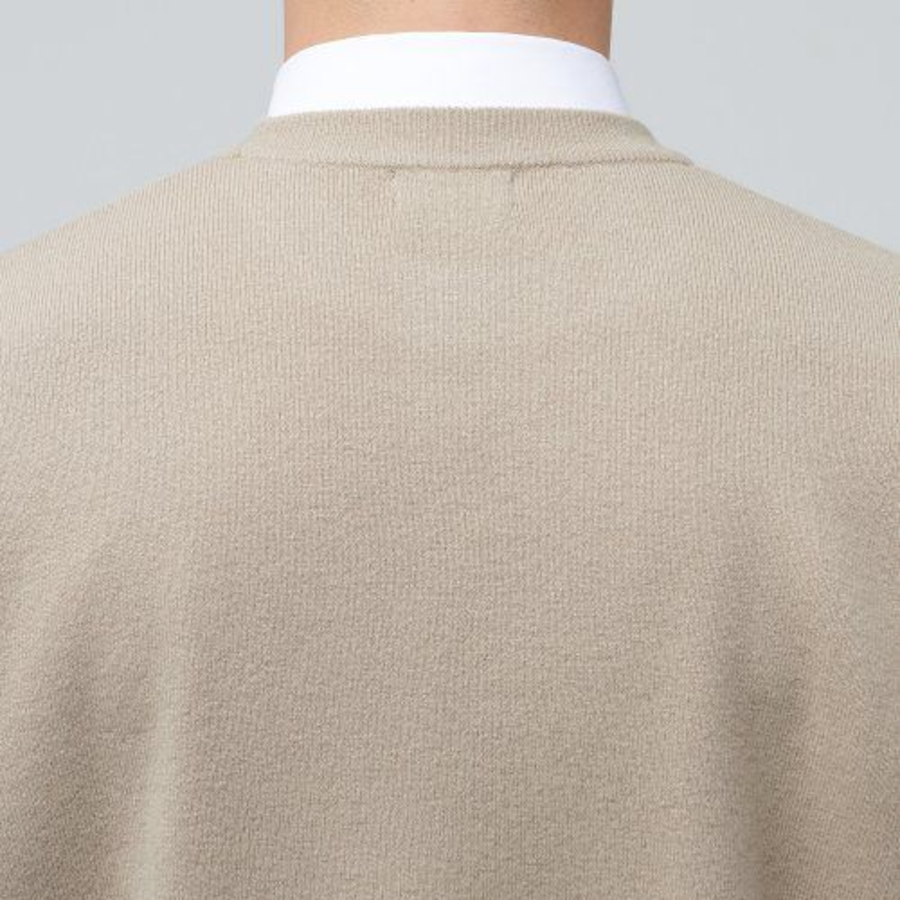 Lambswool V-Neck Knit Vest — Beige