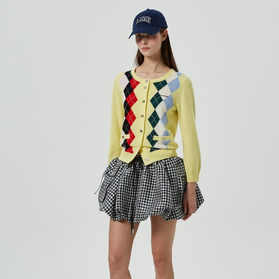 GANNI Cashmere Wool Mix Cardigan – Lemon