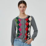 GANNI Cashmere Wool Mix Cardigan – Grey