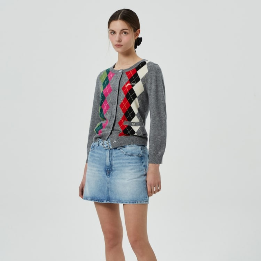 GANNI Cashmere Wool Mix Cardigan – Grey