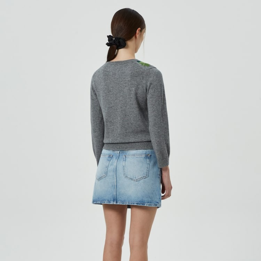 GANNI Cashmere Wool Mix Cardigan – Grey