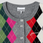 GANNI Cashmere Wool Mix Cardigan – Grey