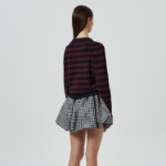 GANNI Graphic Wool Mix Poodle Stripe Crewneck – Wine
