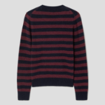 GANNI Graphic Wool Mix Poodle Stripe Crewneck – Wine