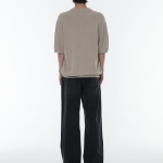 Cool Touch Slit Neck Knitted Polo Shirt — Mushroom