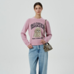 GANNI Graphic Wool Mix Poodle Crewneck – Light Pink
