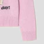 GANNI Graphic Wool Mix Poodle Crewneck – Light Pink