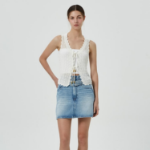 GANNI Shiny Pointelle Knit Vest – Ivory