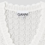 GANNI Shiny Pointelle Knit Vest – Ivory