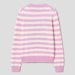 GANNI Striped Graphic Wool Mix Bunny Crewneck – Primrose Pink