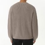 Cotton Ribbed Crew Neck Knit — Heather Beige