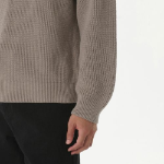 Cotton Ribbed Crew Neck Knit — Heather Beige