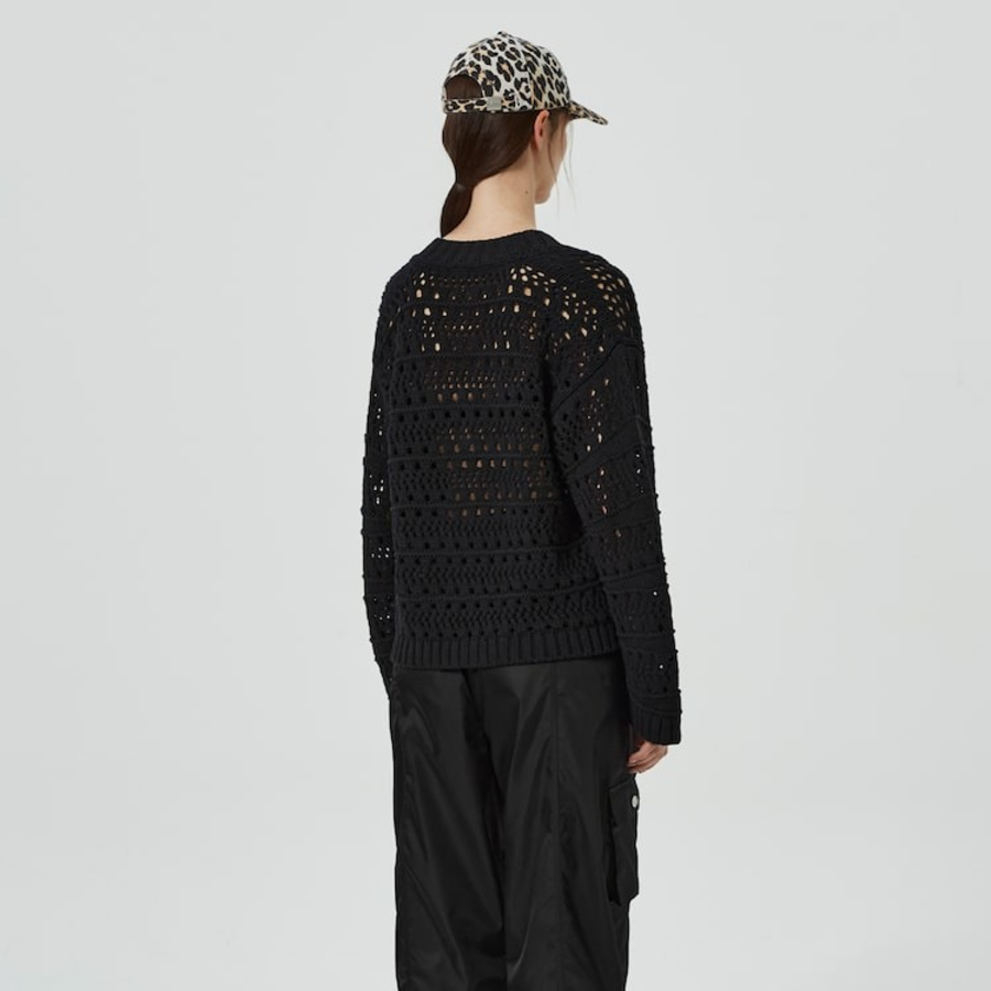 GANNI Cotton Mix V-neck – Black