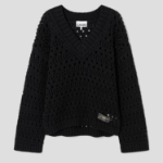 GANNI Cotton Mix V-neck – Black