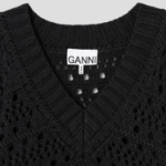 GANNI Cotton Mix V-neck – Black