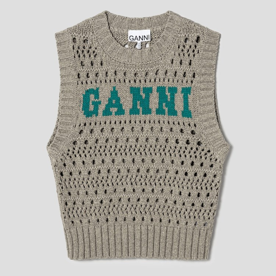 GANNI Cotton Mix Vest – Paloma Melange