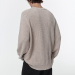 Cotton Ribbed Crew Neck Knit — Oatmeal