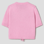 GANNI Future Wool Mix Short Sleeve Cardigan – Light Pink