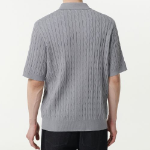 Cable Knitted Polo Shirt — Grey