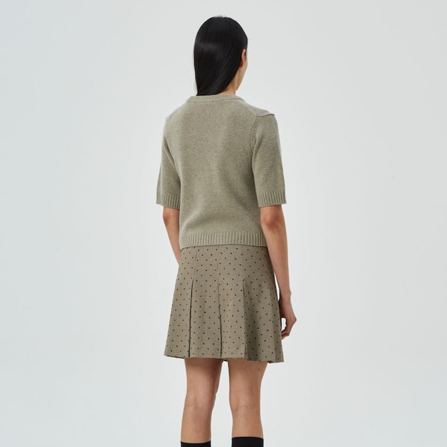 GANNI Future Wool Mix Short Sleeve Cardigan – Dusty Olive