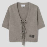 GANNI Future Wool Mix Short Sleeve Cardigan – Dusty Olive