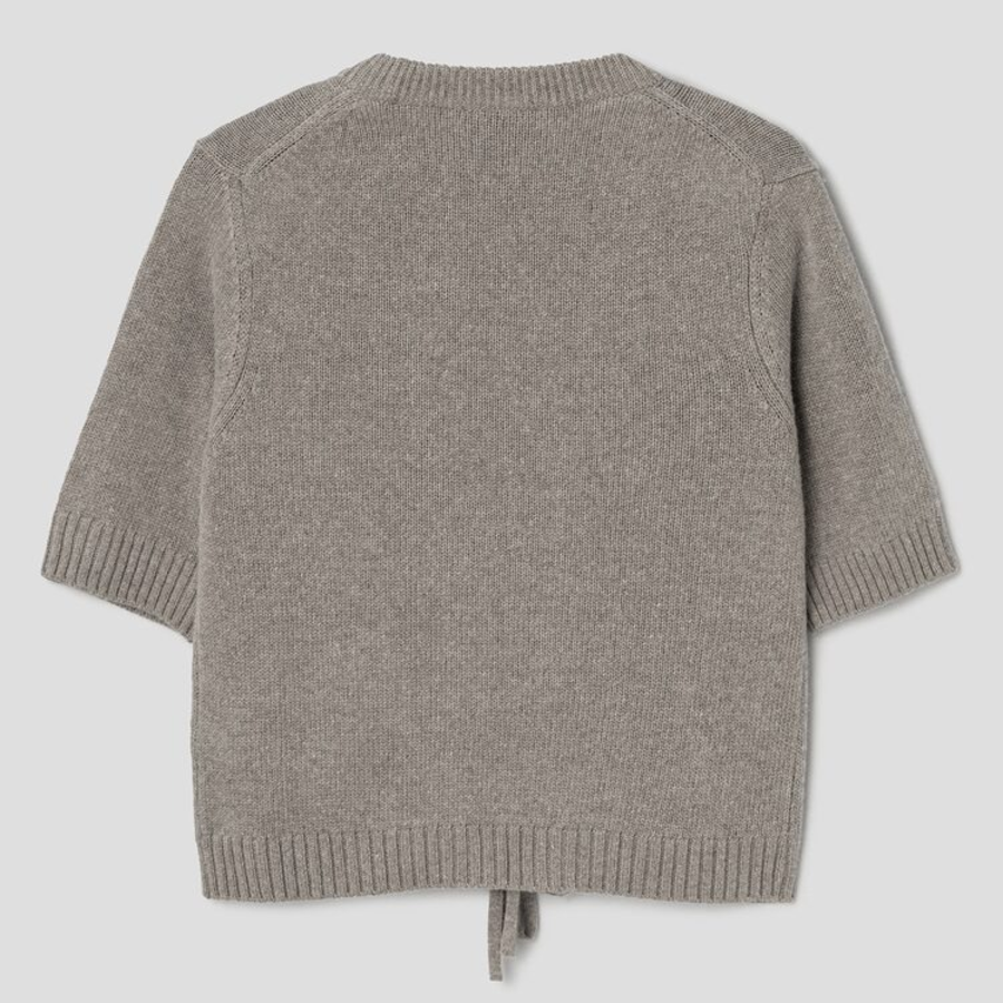 GANNI Future Wool Mix Short Sleeve Cardigan – Dusty Olive