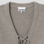 GANNI Future Wool Mix Short Sleeve Cardigan – Dusty Olive