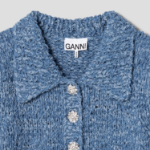 GANNI Denim Handknit Polo – Sky Blue