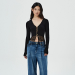 Кардиган из вискозы с кружевом и бахромой QN5351R08Q